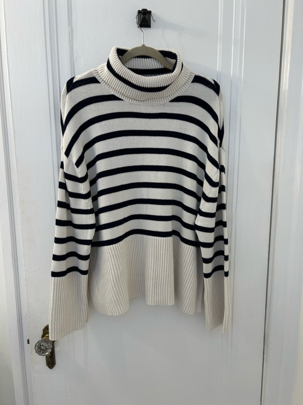 GAP Ivory & Black Striped Turtleneck Sweater